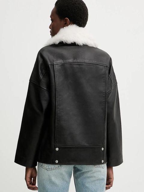 AllSaints ramoneska skórzana VENDRA kolor czarny przejściowa oversize W021LD