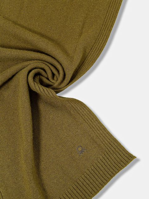 United Colors of Benetton szalik z dodatkiem wełny damski kolor zielony gładki 122HDU01O