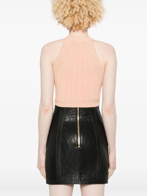 Balmain halterneck knitted crop top - Pink