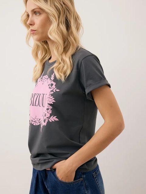 Bizuu t-shirt IOLA damski kolor szary IOLA GRAFITOWY