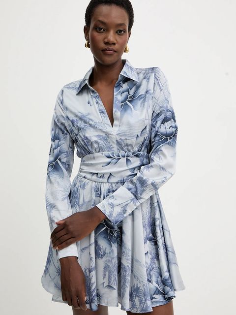 Guess sukienka CONCETTA kolor niebieski mini rozkloszowana W5YK00 WF1T2