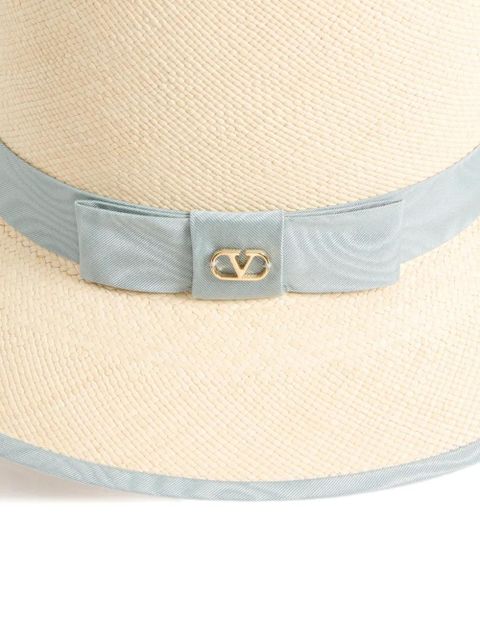 Valentino Garavani VLogo Signature straw hat with moiré ribbon - Neutrals