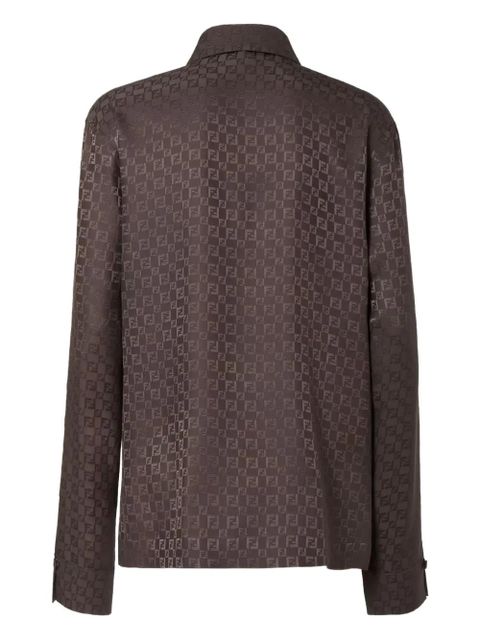 FENDI monogram-pattern silk shirt - Brown