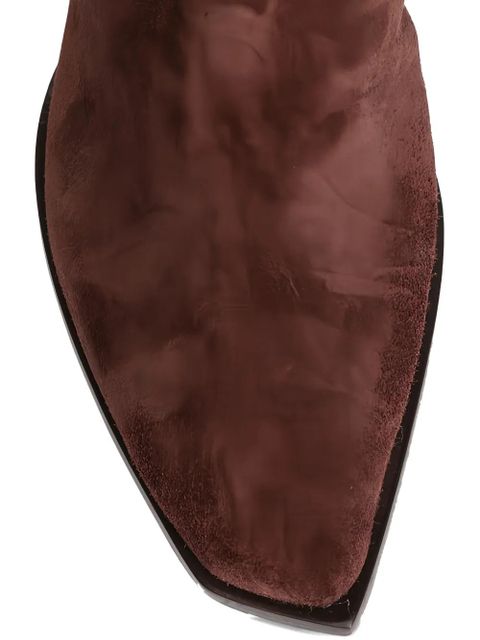 Jimmy Choo 85mm square-toe suede knee-high boots - Brown