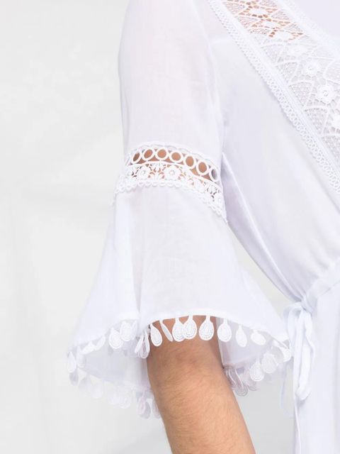 Charo Ruiz Ibiza lace-detail cotton shirtdress - White