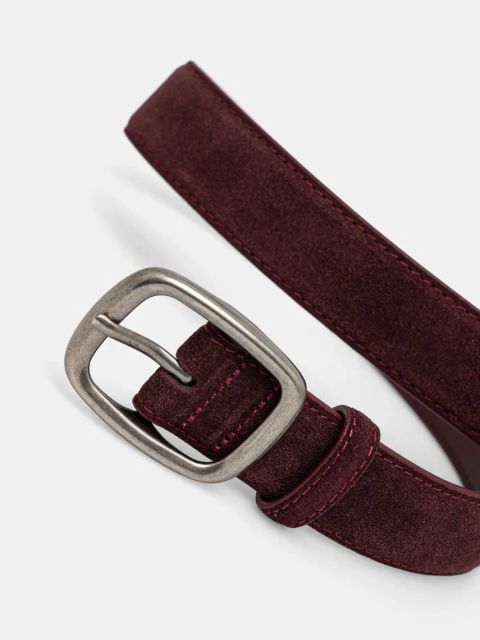 Answear.LAB pasek zamszowy kolor bordowy