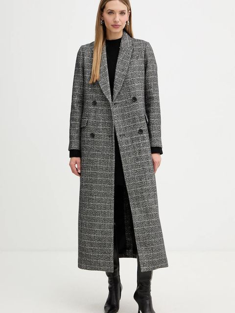 Twinset płaszcz z dodatkiem wełny kolor beżowy 252TT2041