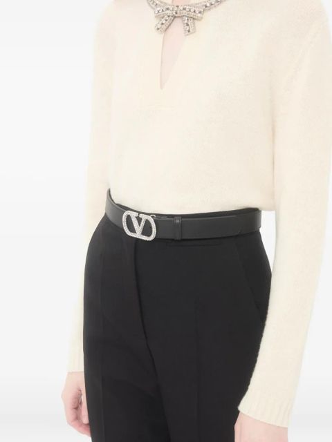 Valentino Garavani VLogo Signature crystal-buckle belt - Black