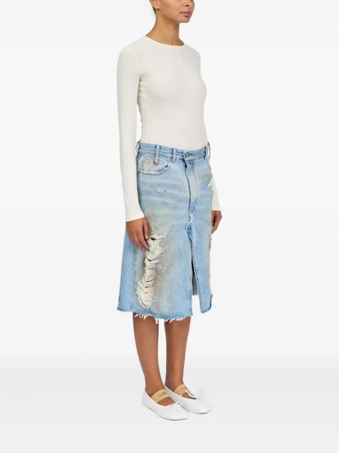 MM6 Maison Margiela ripped-detail denim skirt - Blue