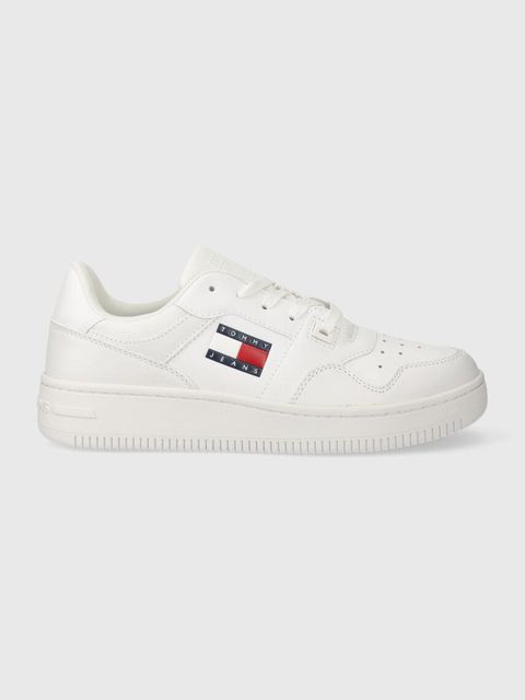 Tommy Jeans sneakersy skórzane TJW RETRO BASKET ESS kolor biały EN0EN02505 - zdjęcie produktu nr 1