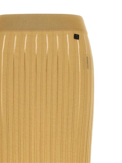 Balmain fringed midi skirt - Neutrals