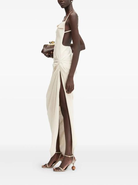 Jacquemus Saudade draped open-back maxi dress - Neutrals
