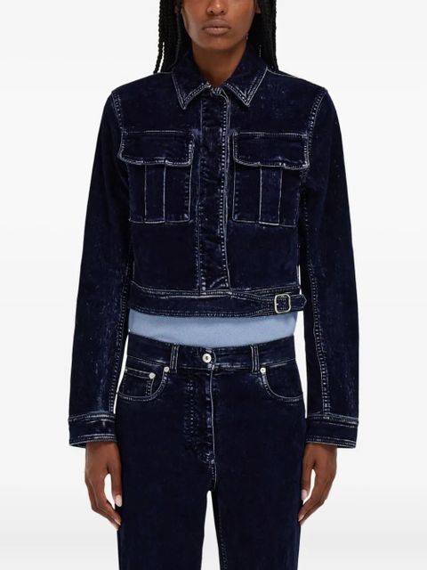 Ferragamo flap-pocket belted cropped jacket - Blue