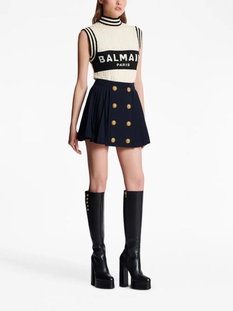 Balmain button-detail pleated miniskirt - Black