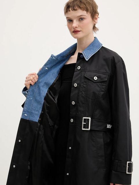 Karl Lagerfeld Jeans płaszcz kolor czarny B1W15028