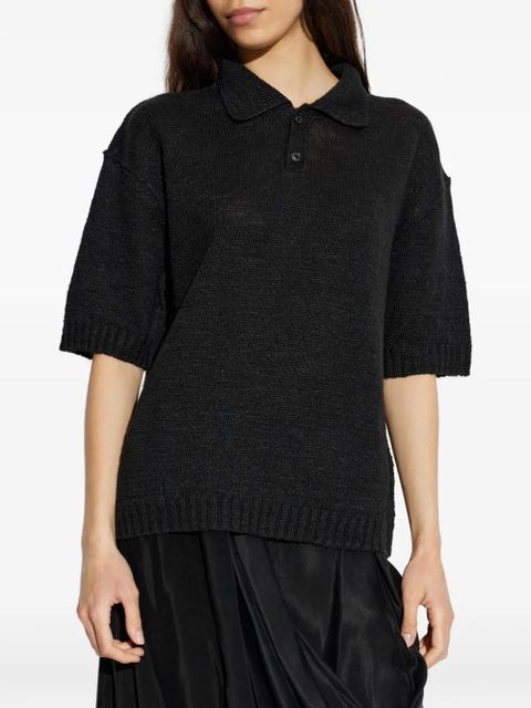 Maison Margiela Gardening Hemp buttoned polo shirt - Black