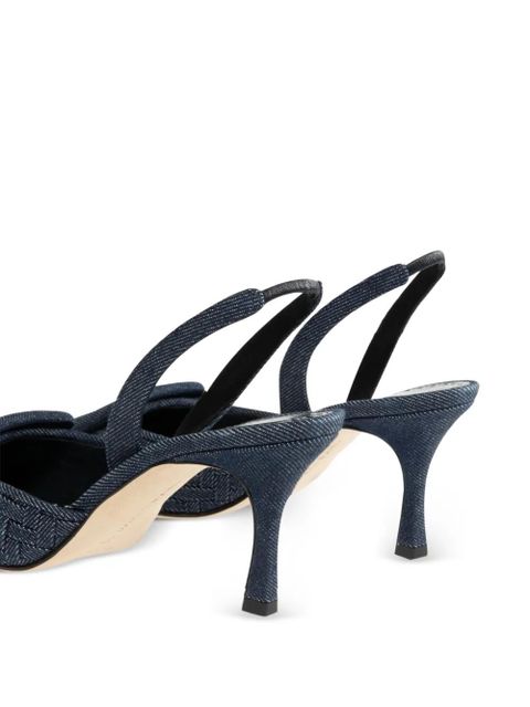 Manolo Blahnik 70mm slingback woven pumps - Blue