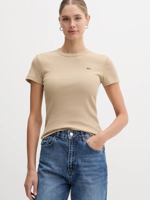 Lacoste t-shirt bawełniany damski kolor beżowy TF5538 - zdjęcie produktu nr 1