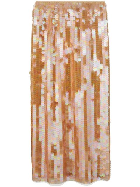 Tory Burch high-waisted sequin-embellished midi skirt - Neutrals - zdjęcie produktu nr 1