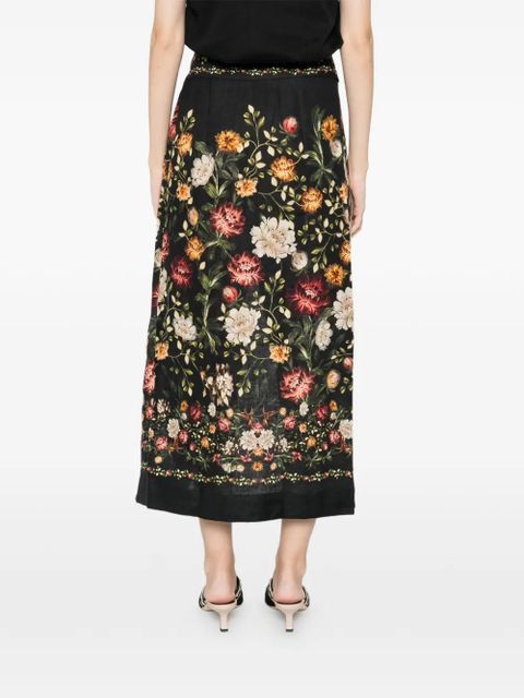 Agua By Agua Bendita Pareo Midi floral skirt - Black