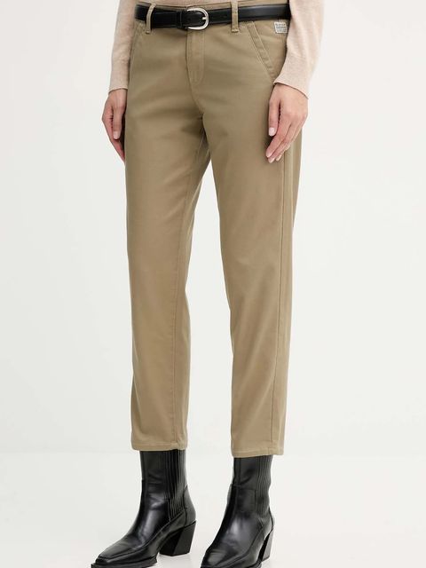 G-Star Raw spodnie damskie kolor zielony fason chinos medium waist D25257-C105 - zdjęcie produktu nr 1