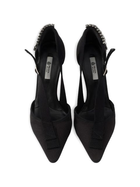 Prada crystal-appliqués canvas pumps - Black