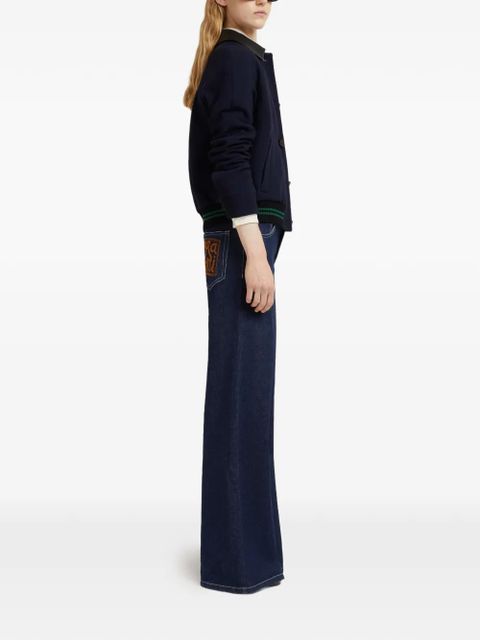 Marni embroidered-logo trousers - Blue