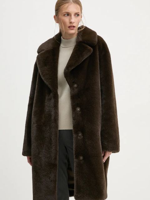 Stand Studio płaszcz Camille Cocoon Coat damski kolor brązowy przejściowy oversize 61137-9070 - zdjęcie produktu nr 1