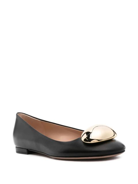 Gianvito Rossi round-toe leather ballerina shoes - Black - zdjęcie produktu nr 2