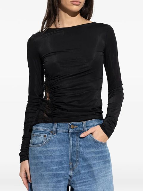 Blumarine lace-insert ruched top - Black - zdjęcie produktu nr 2