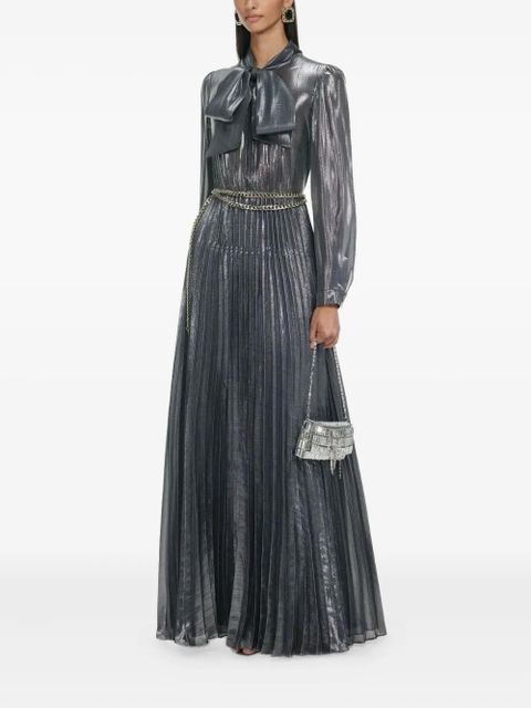 Self-Portrait bow-detail pleated dress - Grey - zdjęcie produktu nr 2