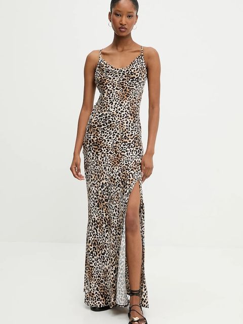 Answear.LAB sukienka kolor brązowy maxi dopasowana