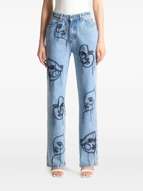 Manière De Voir Audrey embroidered jeans - Blue