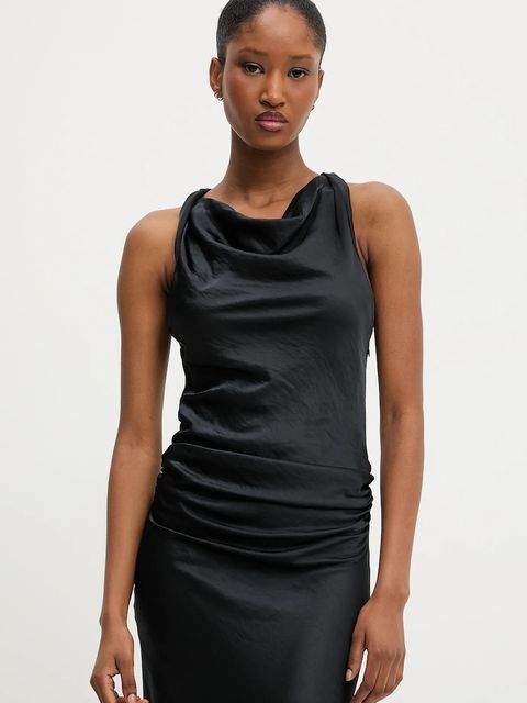 Answear.LAB sukienka kolor czarny maxi rozkloszowana