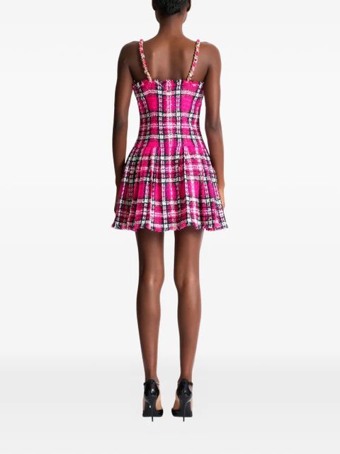 Balmain plaid-check chain-strap dress - Pink