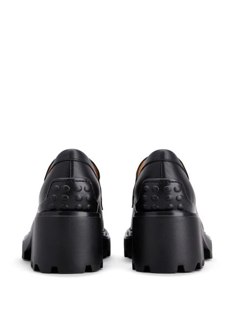 Tod's logo-buckle leather loafers - Black