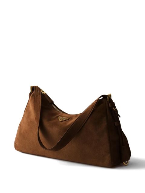 Prada medium Aimée suede shoulder bag - Brown