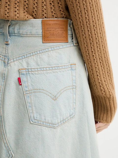 Levi's spódnica jeansowa kolor niebieski midi rozkloszowana A9316