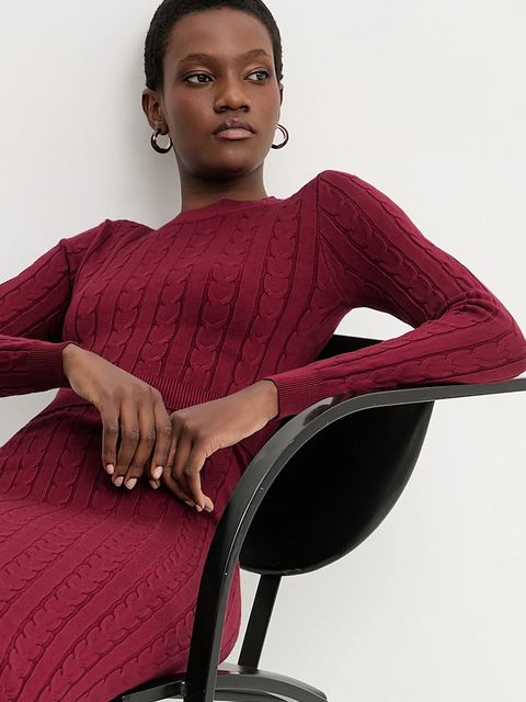 Answear.LAB sweter i spódnica damski kolor bordowy