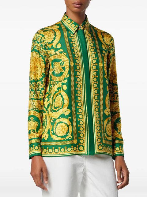 Versace barocco-print silk shirt - Green