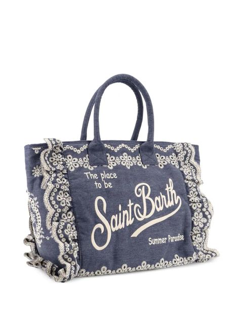 MC2 Saint Barth broderie anglaise ruffled tote bag - Blue