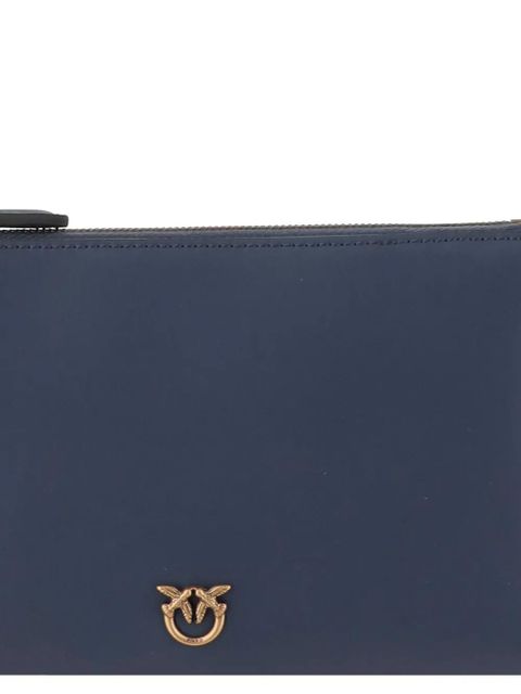 PINKO logo-plaque zip clutch bag - Blue