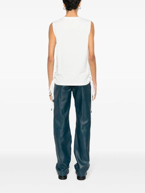 PINKO lace-up cotton tank top - White