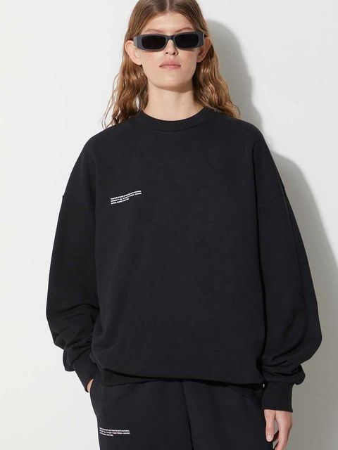 Pangaia bluza bawełniana kolor czarny z nadrukiem