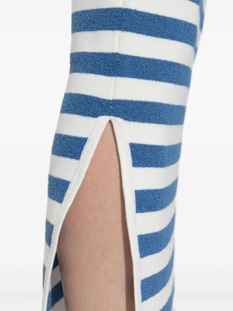 Posse stripe side-split midi fitted skirt - Blue