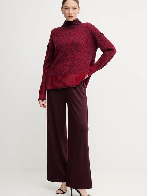 Marc Aurel sweter z dodatkiem wełny damski kolor czerwony ciepły z półgolfem 8026-8000-82046