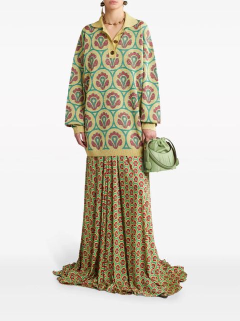 ETRO floral-jacquard polo jumper - Yellow