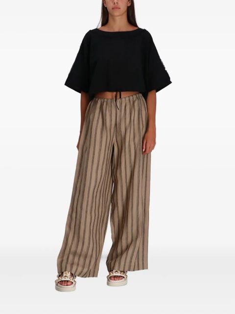 STAUD Bonfire striped linen trousers - Brown
