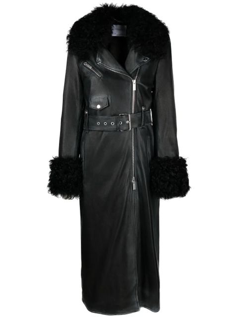 Blumarine shearling-trim leather coat - Black - zdjęcie produktu nr 1