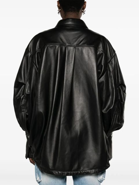 The Attico leather shirt jacket - Black - zdjęcie produktu nr 2